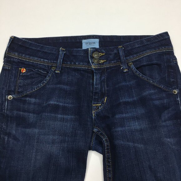 HUDSON Dark Wash COLLIN FLAP Fray Raw Hem 5 Pocket Logo Hardware Skinny Jeans - Picture 4 of 13